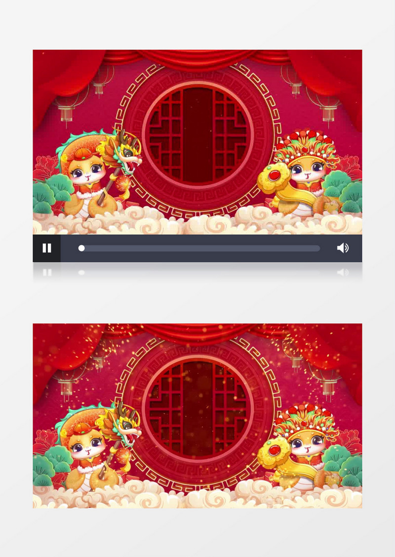 红色喜庆春节蛇年卡通蛇背景视频