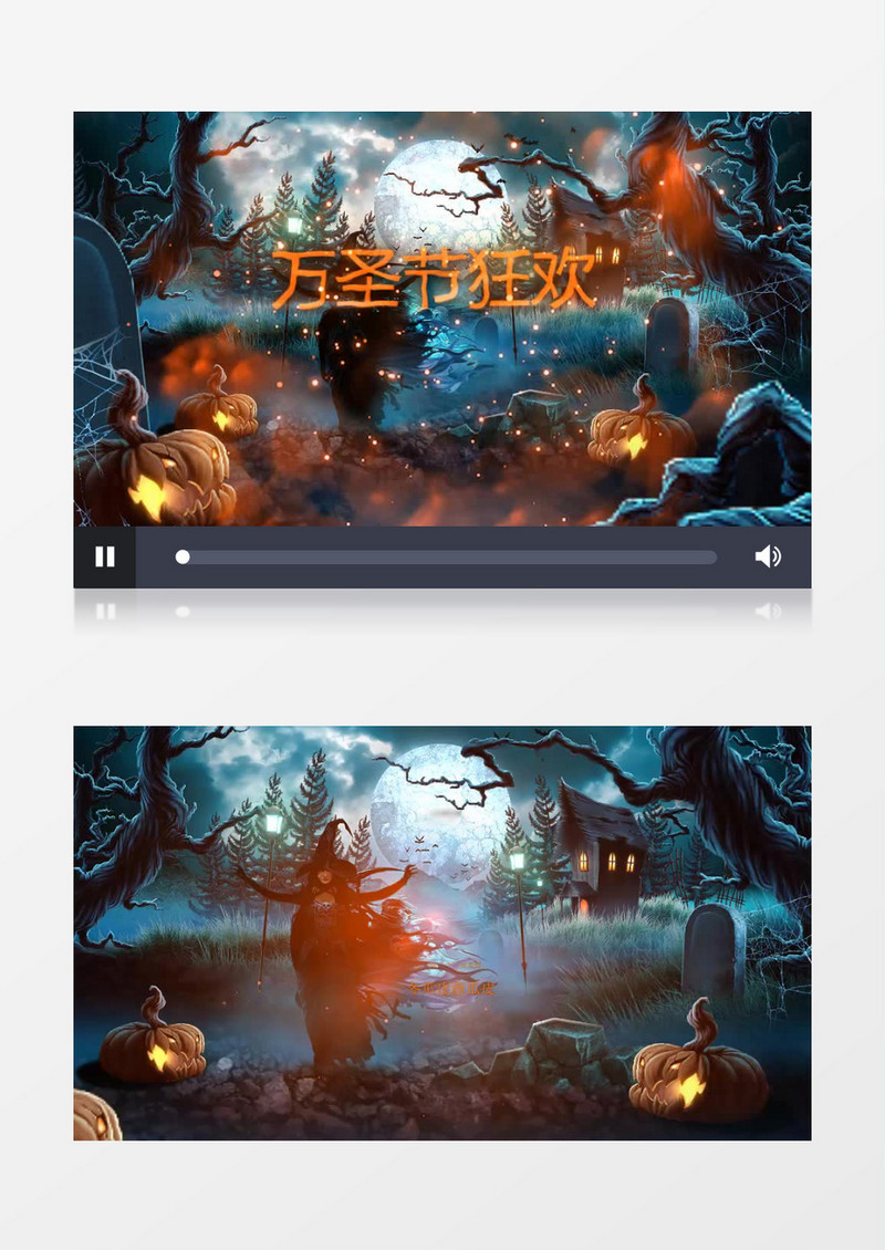 万圣节鬼屋墓地南瓜蝙蝠幽灵恐怖开场视频AE模板