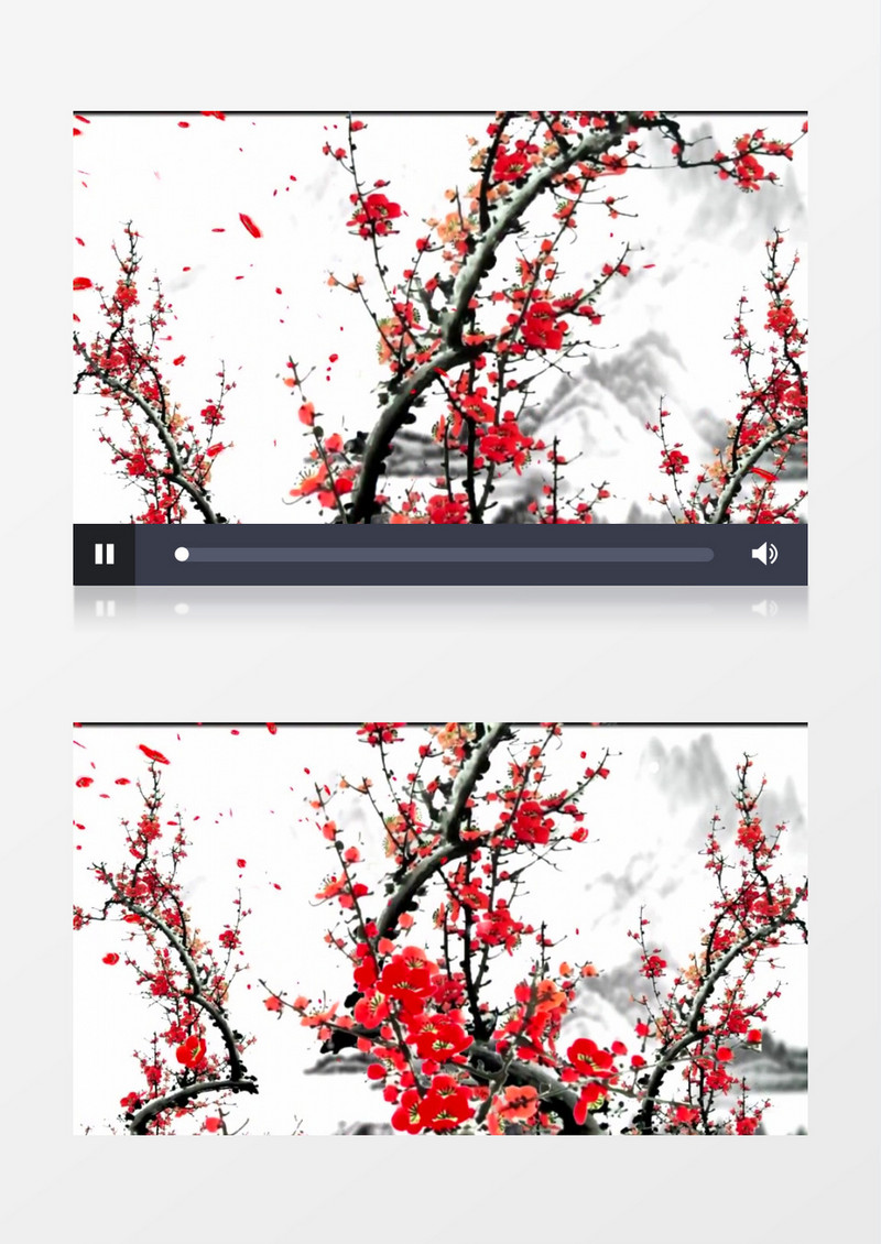 中国风水墨红梅花开视频素材