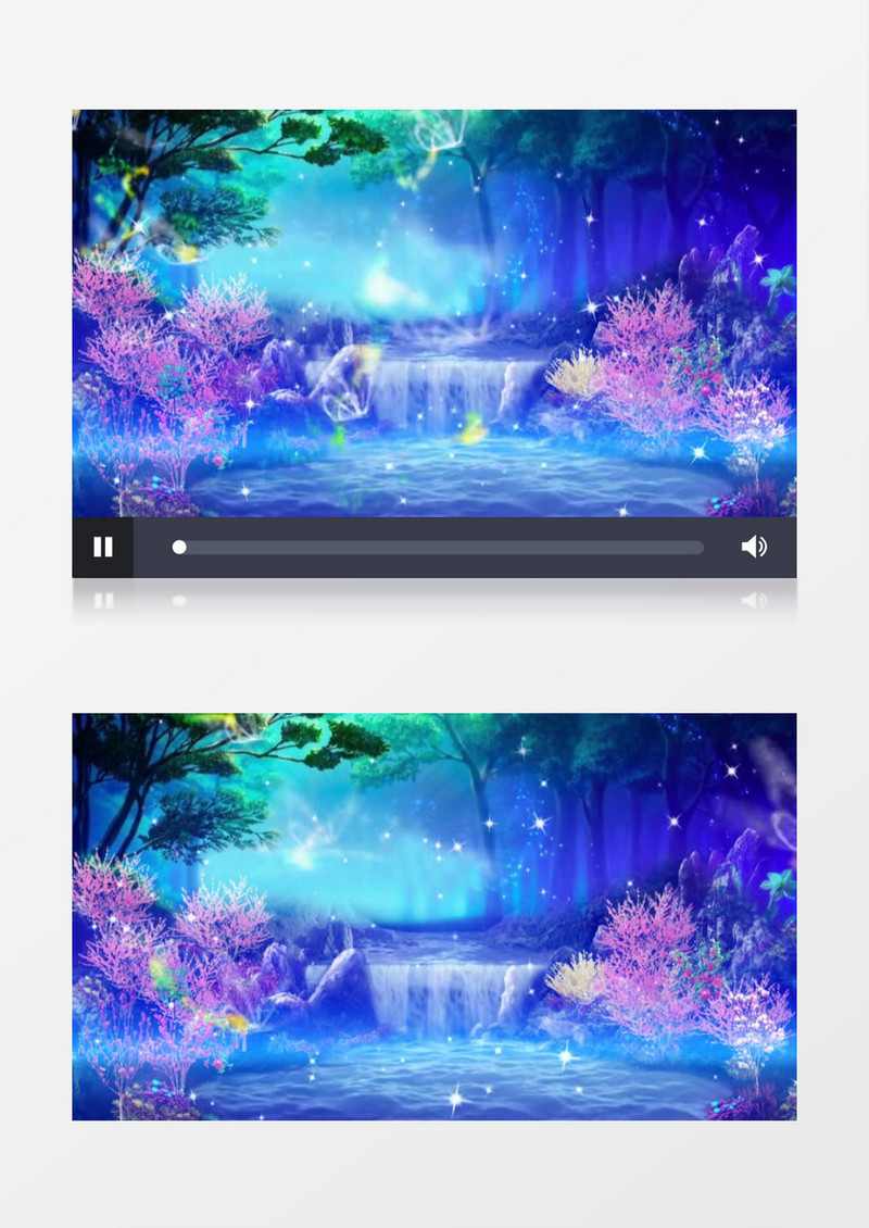 蝴蝶飞舞瀑布仙境有音乐视频素材