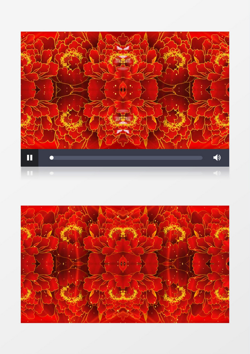 红色牡丹舞动的蝴蝶背景视频有音乐