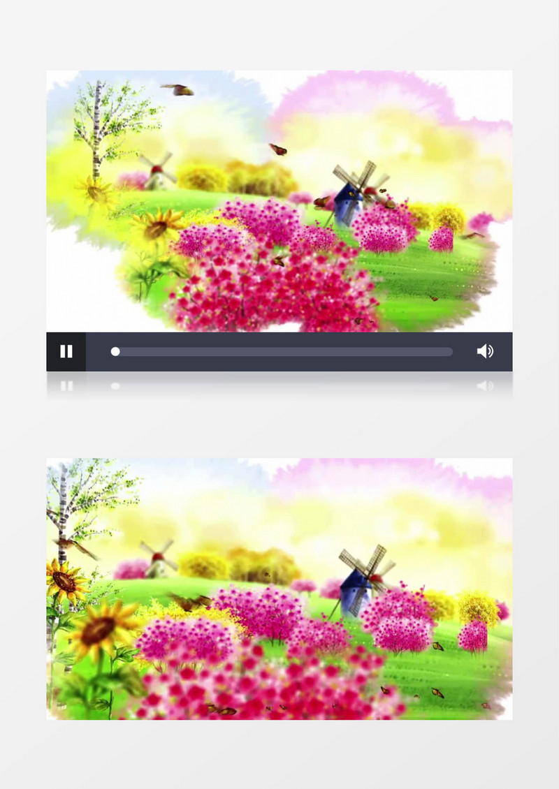 桃园蝴蝶风车春色背景视频(有音乐)