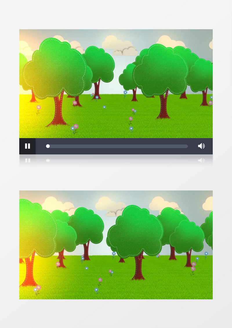 卡通可爱树草地公园背景视频（有音乐）