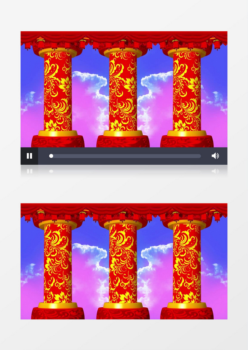  红色喜庆文化柱子背景视频（有音乐）