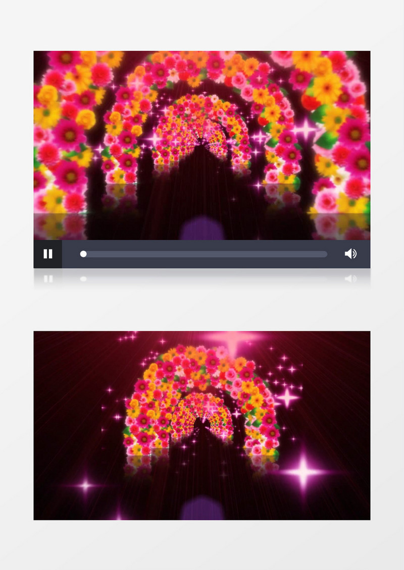 绚丽拱门花闪亮光线光效背景视频（有音乐）