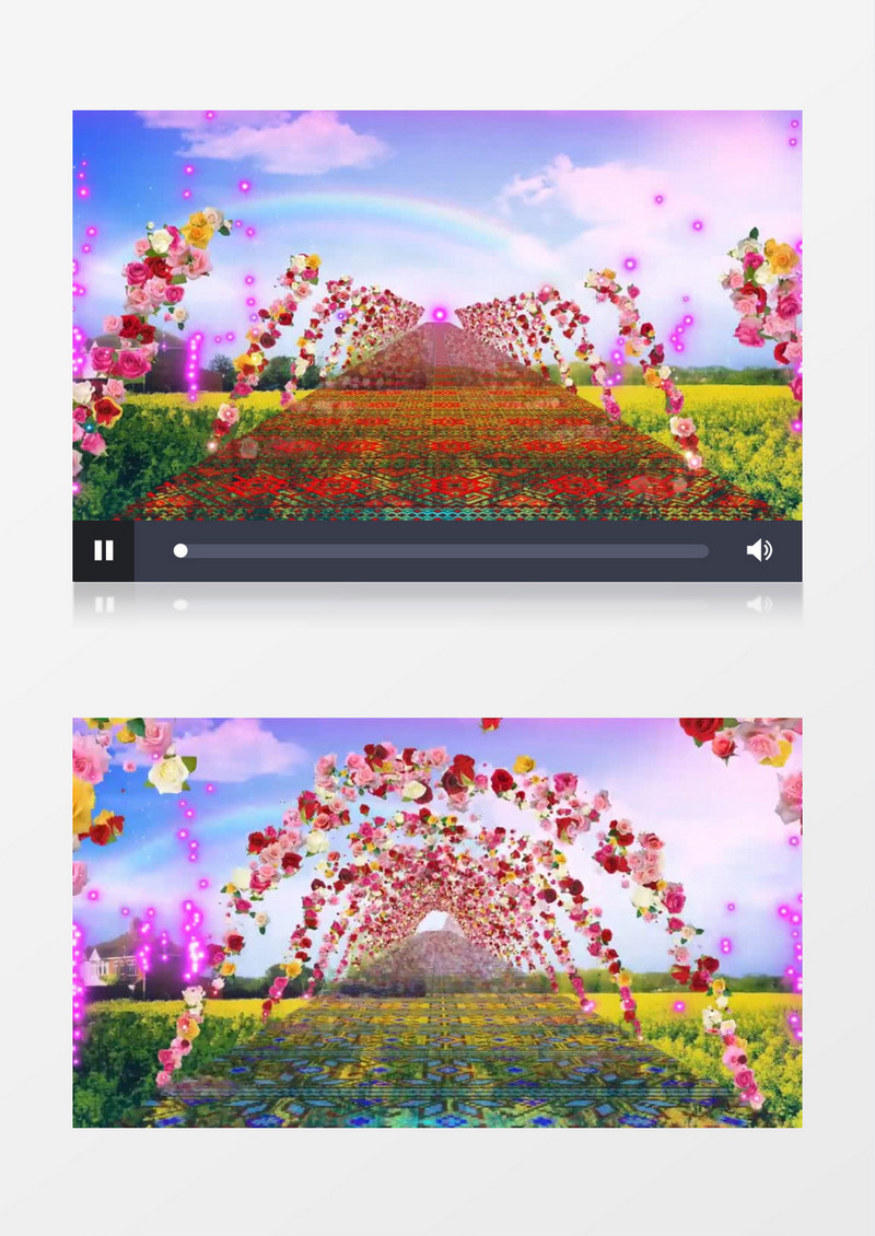 鲜花拱门通道背景视频（有音乐）