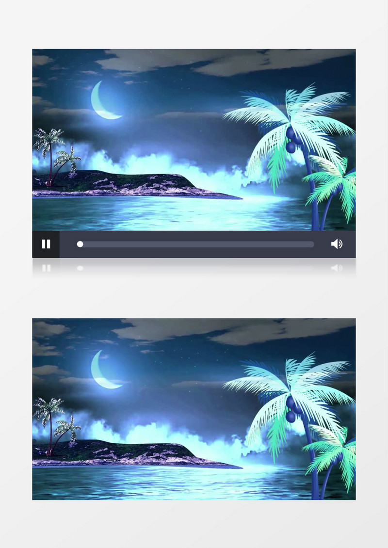 大海椰树星空弯月背景视频（有音乐）