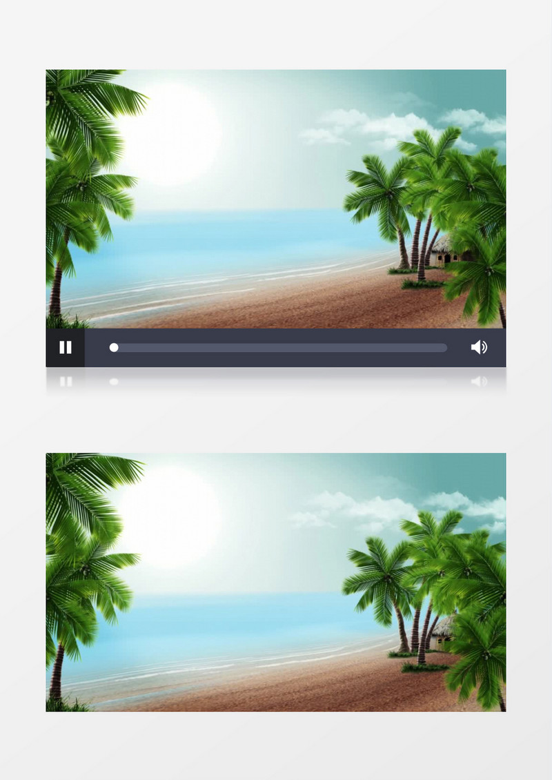 海滩椰子树景色背景视频（有音乐）