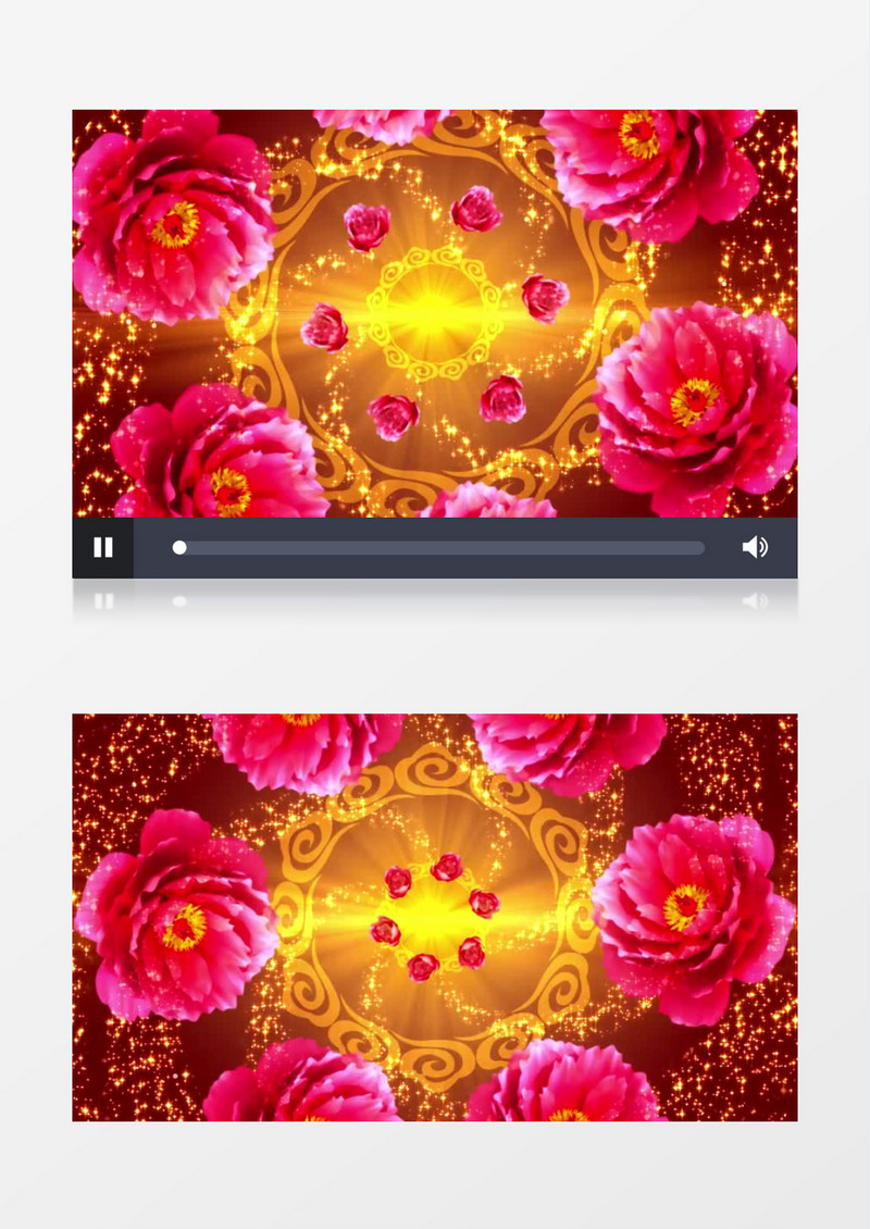 旋转喜庆牡丹花背景视频（有音乐）