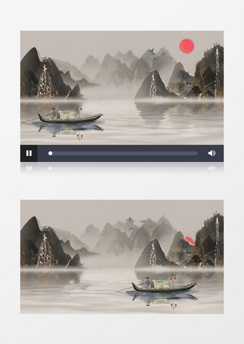 中国风水墨山水画风格背景ae模板