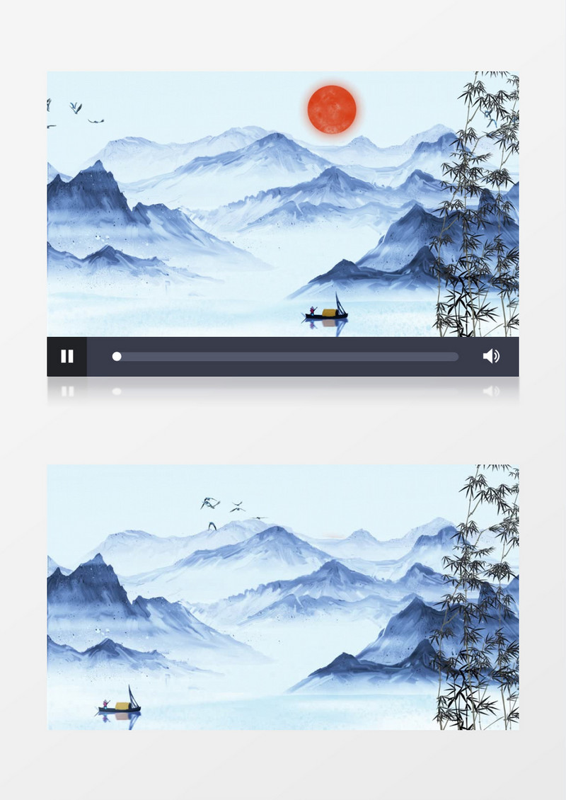 唯美水墨画风景背景AE模板