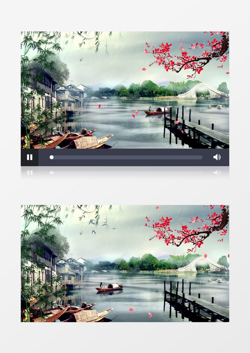 江南小桥流水中国风水墨画AE模板
