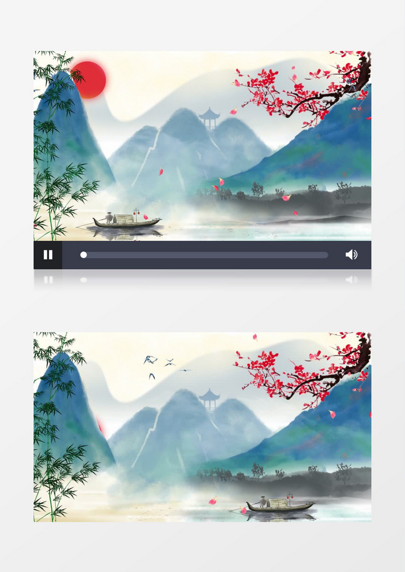 山水画中国风深山美景AE模板