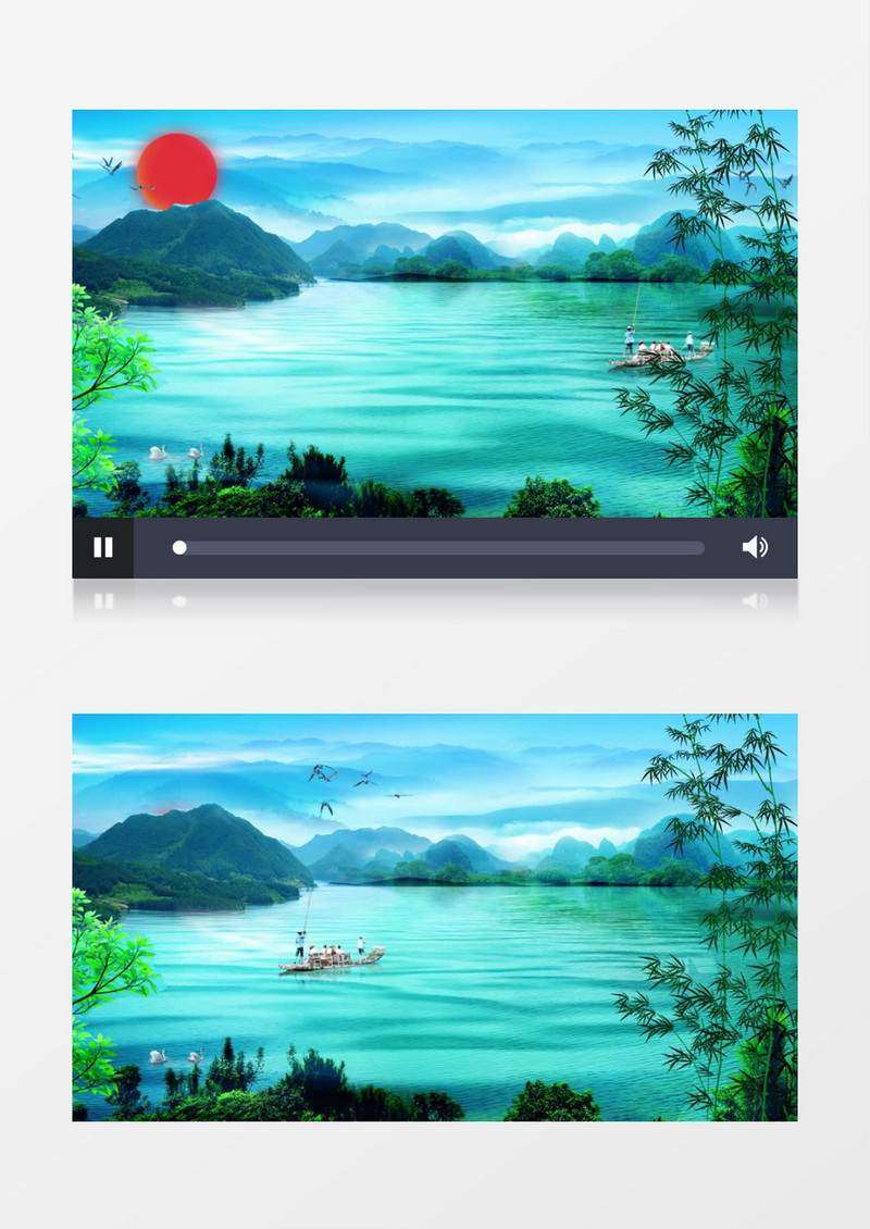 自然风景水墨背景AE模板