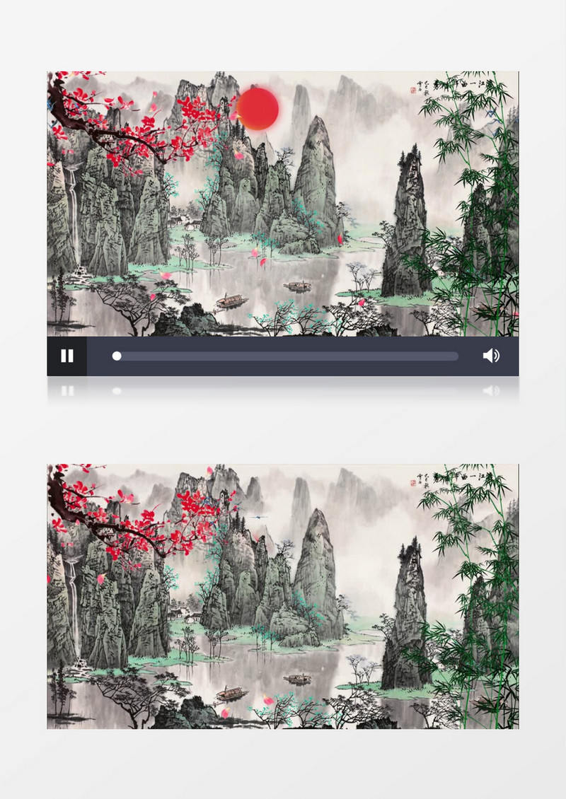 中国风水墨画风格背景AE模板
