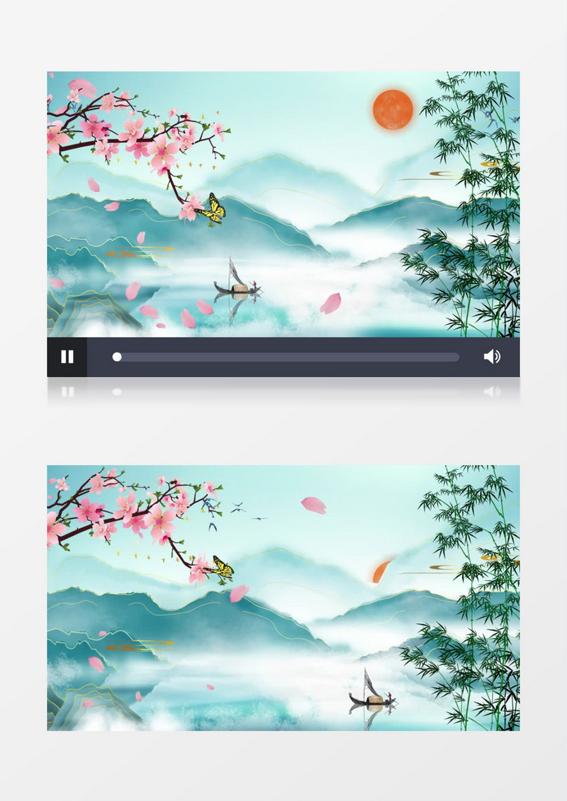 中国风水墨画鎏金背景ae模板