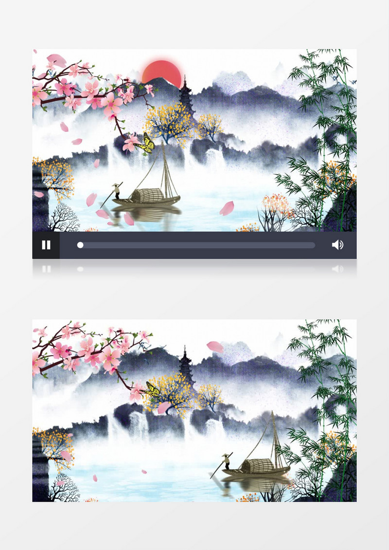 中国风山水画风景背景ae模板