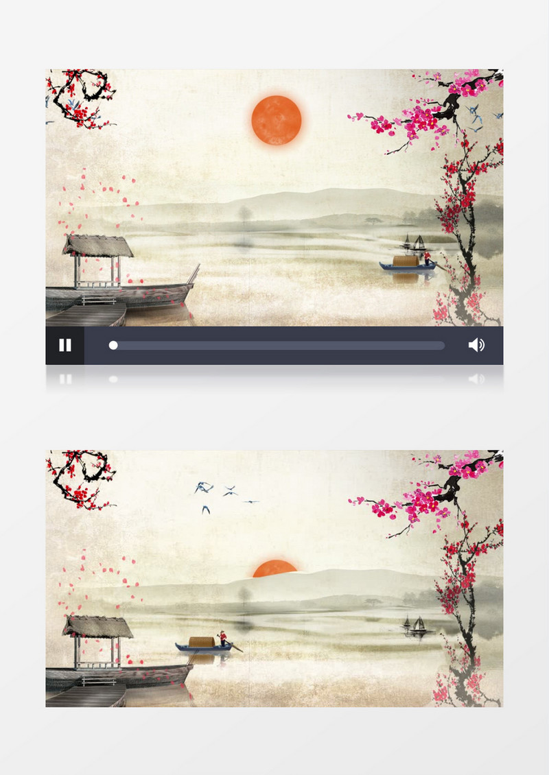 山水画水墨画中国风背景ae模板