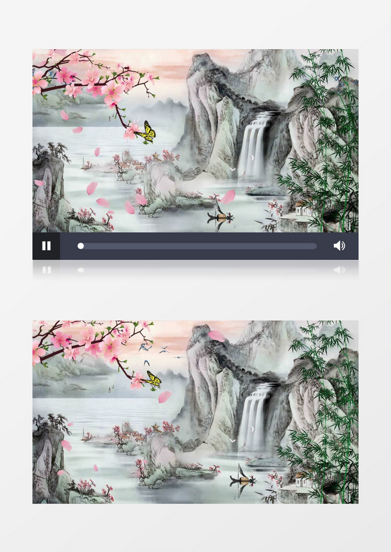 水墨画中国山水画背景ae模板