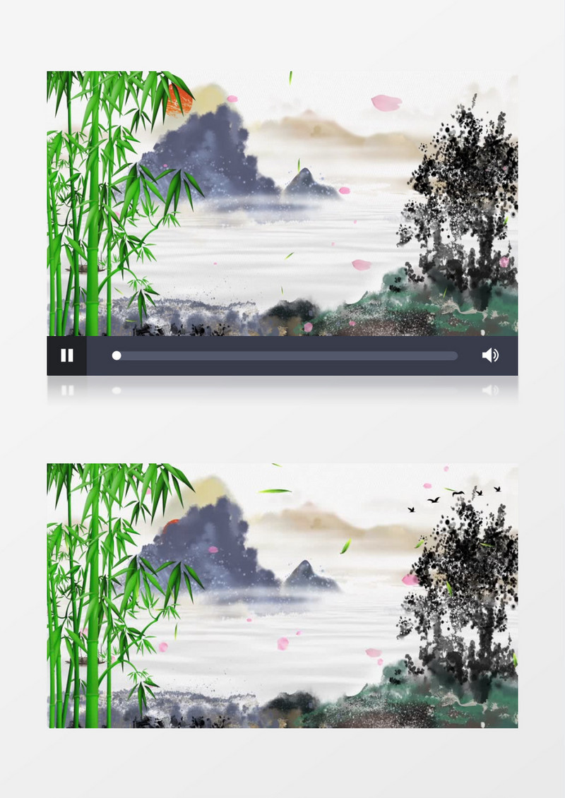 唯美中国风水墨画风景画背景ae模板