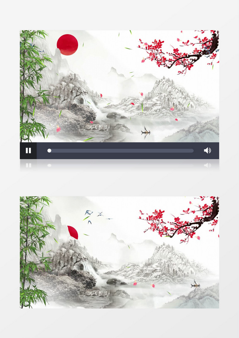 水墨画山水画中国风背景画模板ae模板