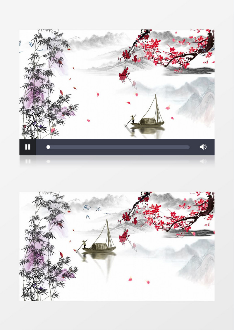 大气唯美水墨画山水画中国风背景ae模板