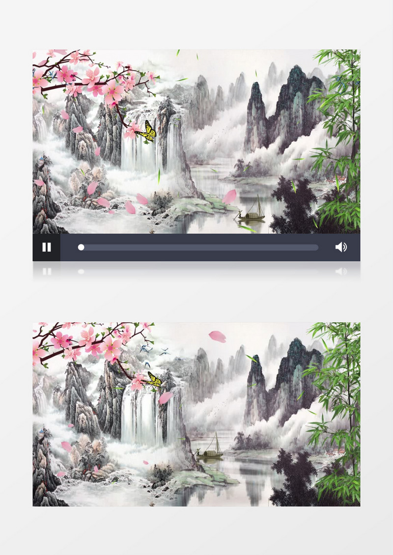 高端大气水墨画山水画中国风背景ae模板