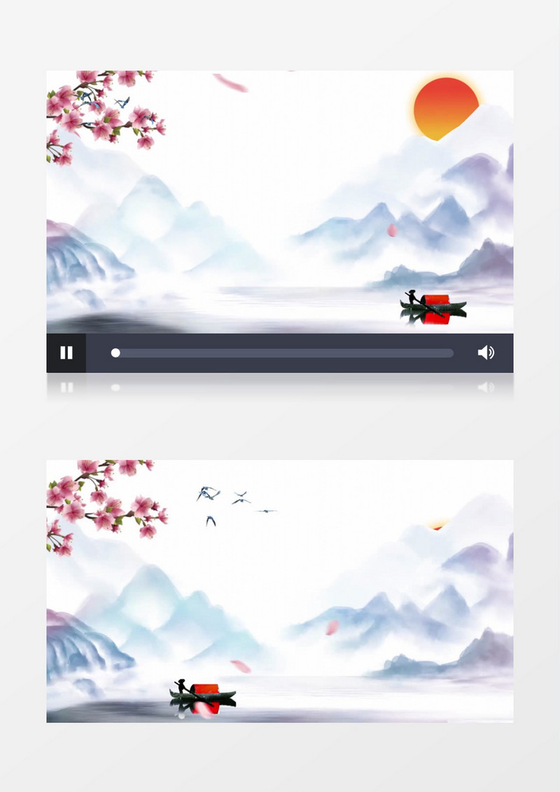 水墨风格唯美水墨画中国风背景ae模板