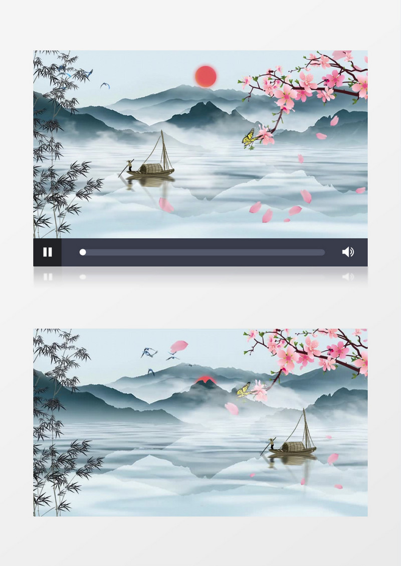 唯美水墨画深山中国风背景ae模板