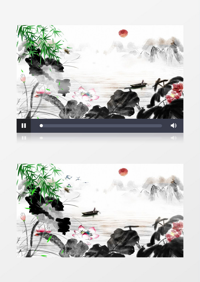 唯美水墨画中国风素材背景AE模板