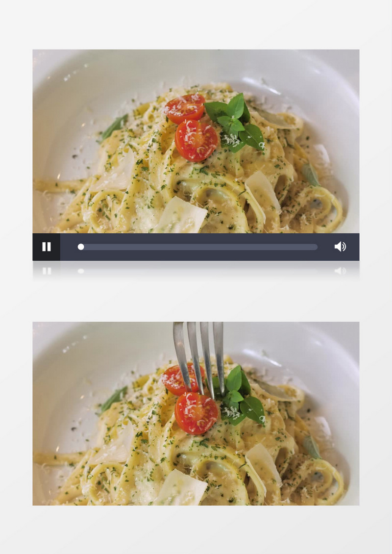 俯拍意大利面美食实拍视频素材