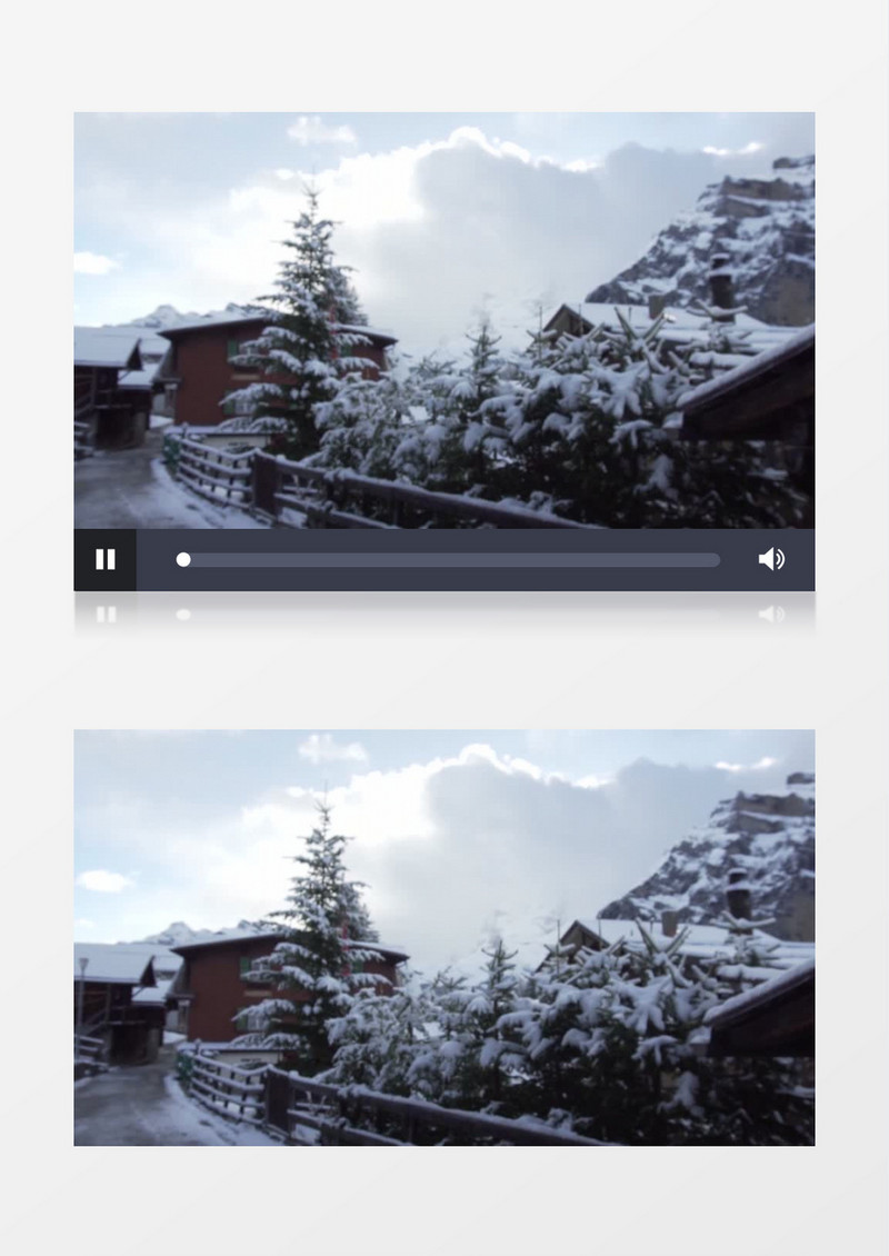 在一个白雪皑皑的小镇上的桥实拍视频素材