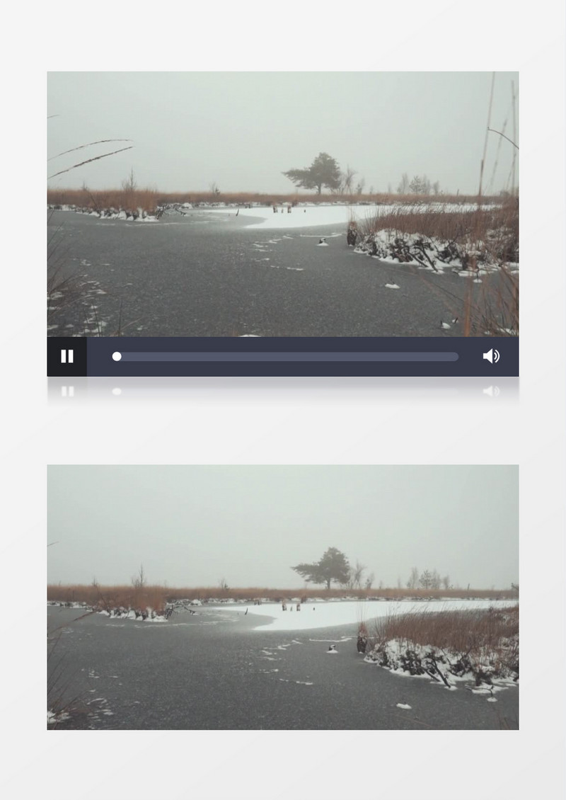 被雪覆盖的冰冻湖泊实拍视频素材