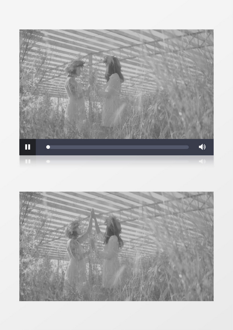 两个花环美女在跳镜像舞蹈实拍视频素材