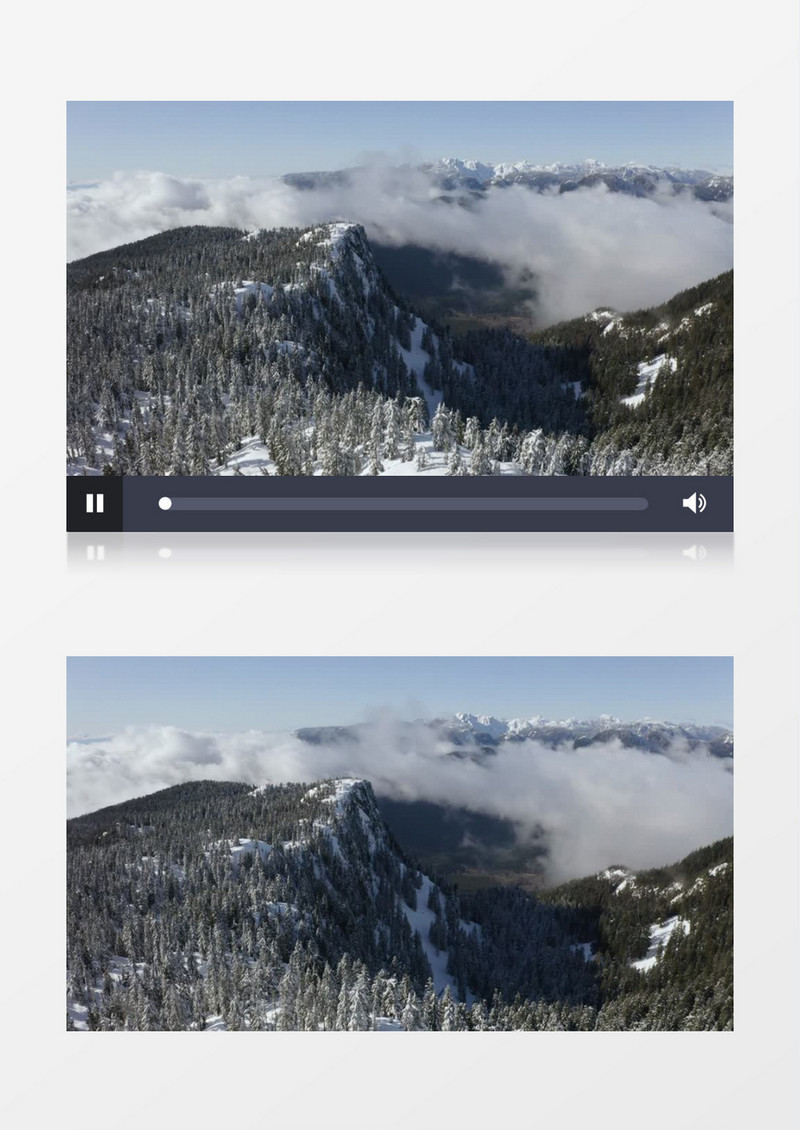 高空航拍雪山上的松树林实拍视频素材