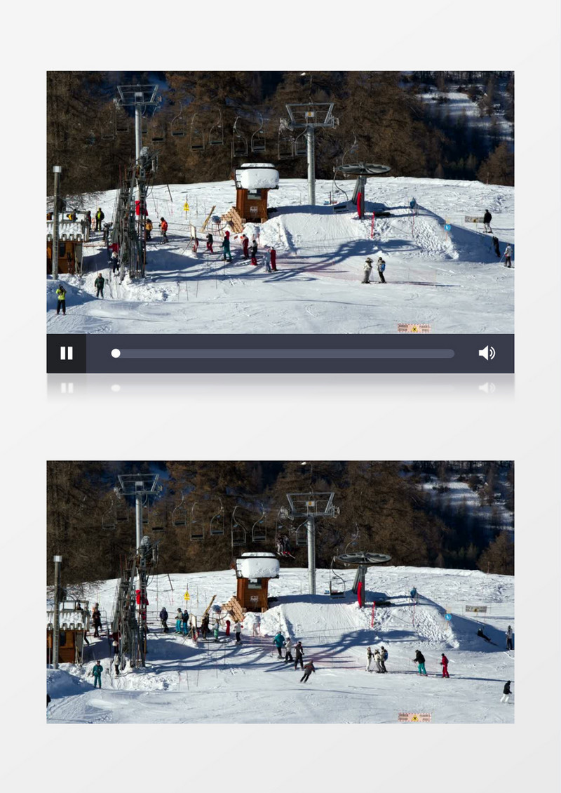 延时摄影升降椅基座和滑雪者实拍视频素材