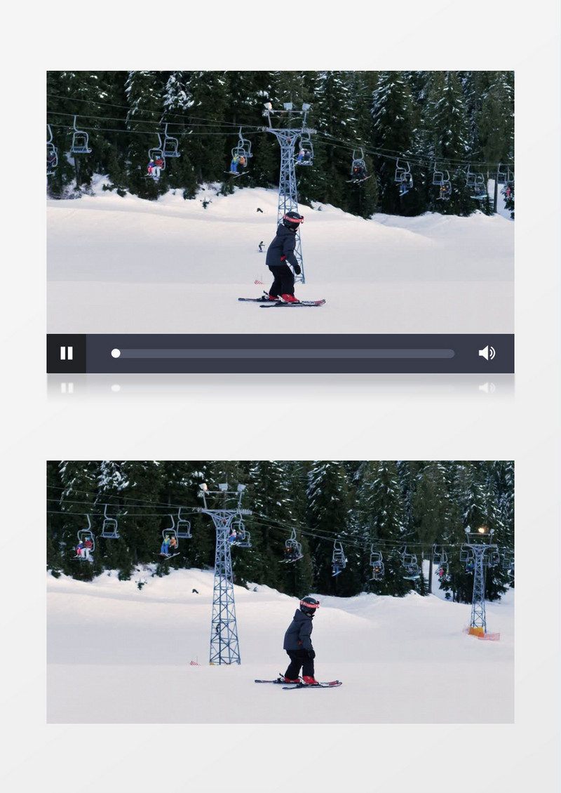 孩子们在松林的平原上滑雪实拍视频素材