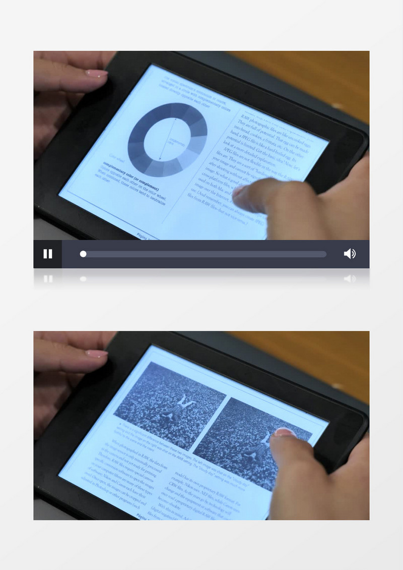特写拍摄用双手拿着电子阅读器实拍视频素材
