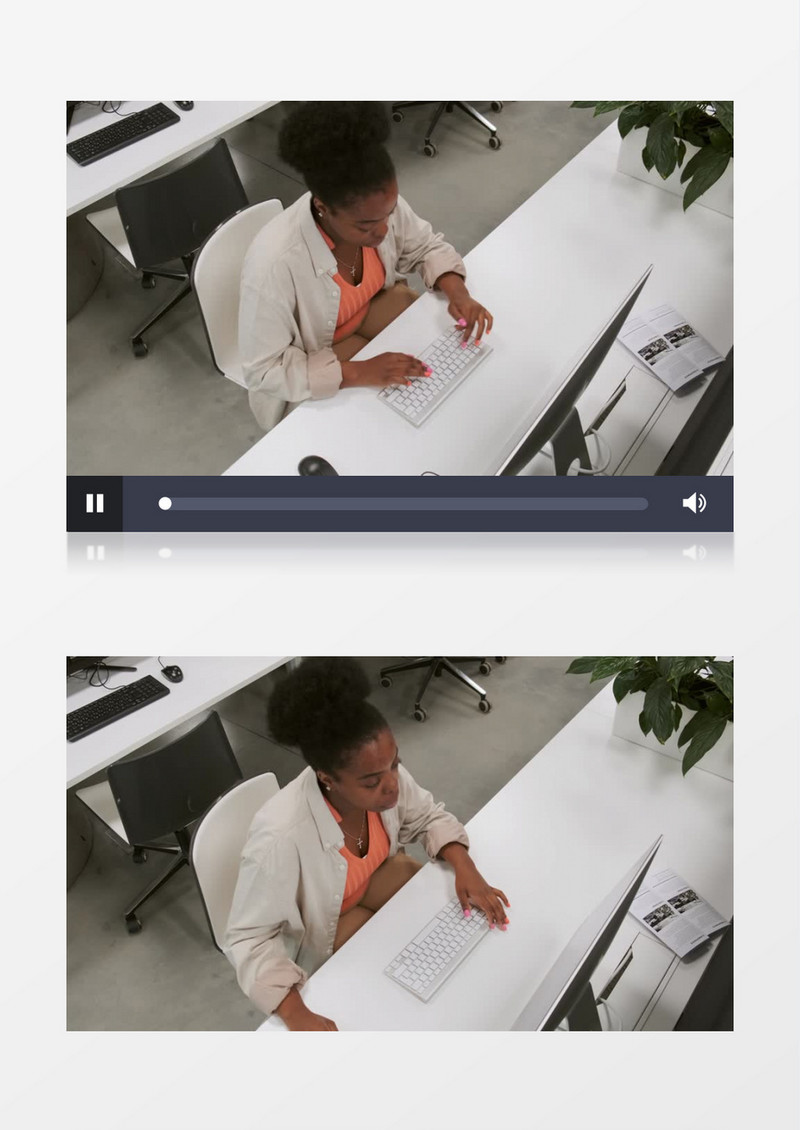 俯拍黑人白领在敲键盘工作实拍视频素材