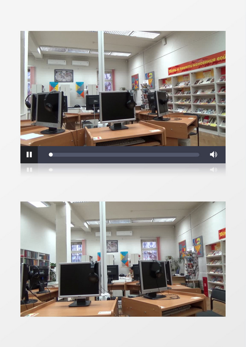 学校图书馆360度计算机实拍视频素材