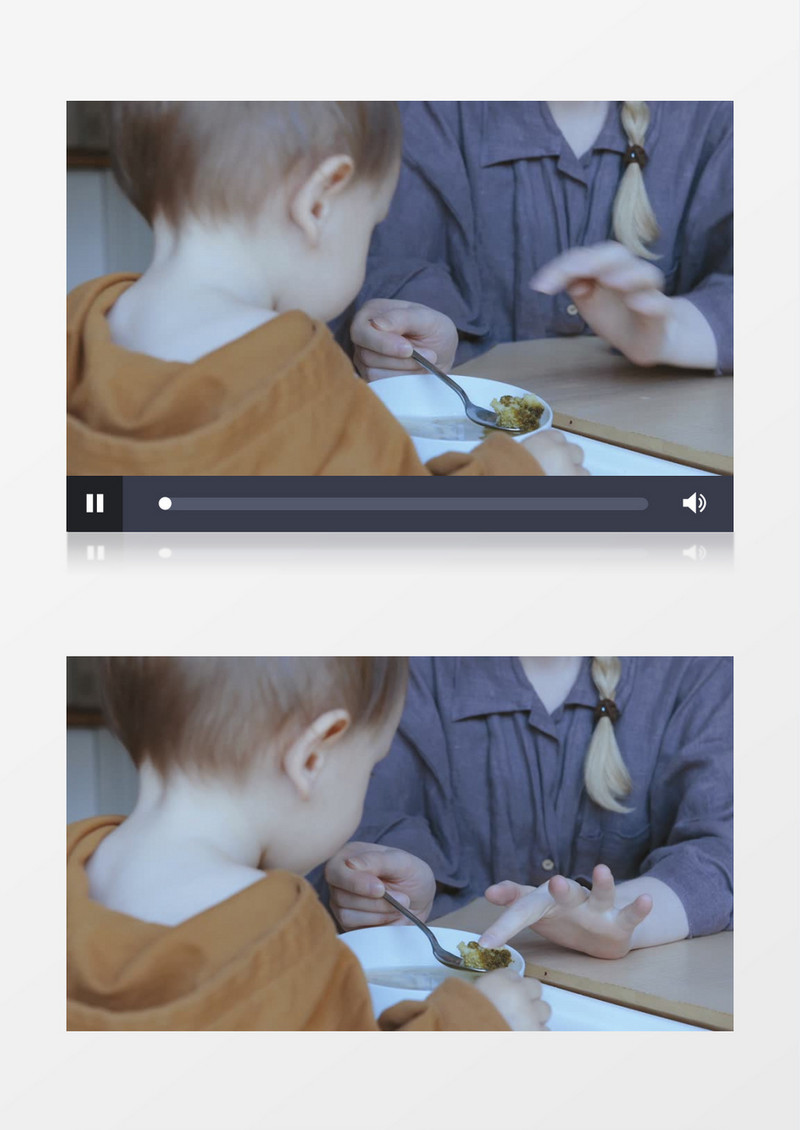 妈妈在给宝宝喂食西蓝花实拍视频素材