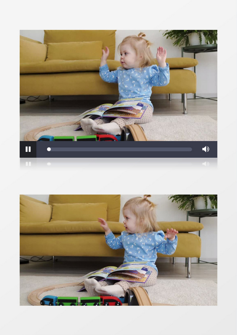 小女孩坐在地毯上开心的舞蹈实拍视频素材