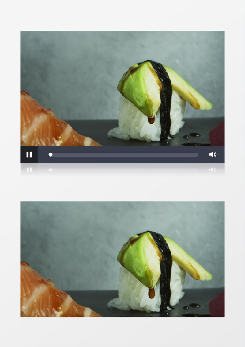 往做好的寿司上撒料实拍视频素材