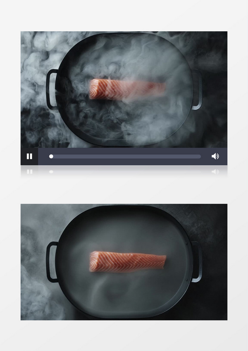 烟雾中透漏出的三文鱼实拍视频素材