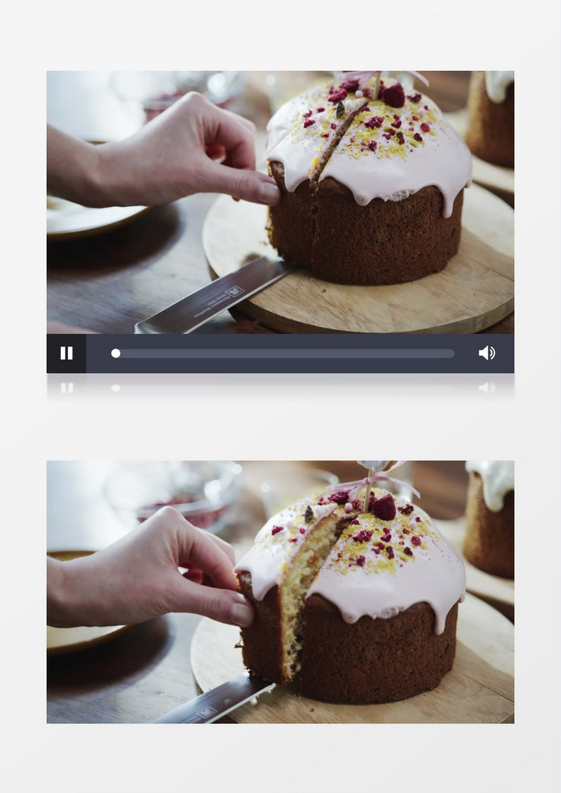 把分好的蛋糕放入盘中实拍视频素材