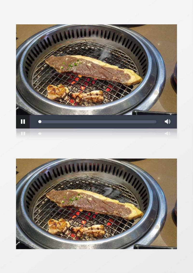 在烤架上烤腌好的五花肉实拍视频素材