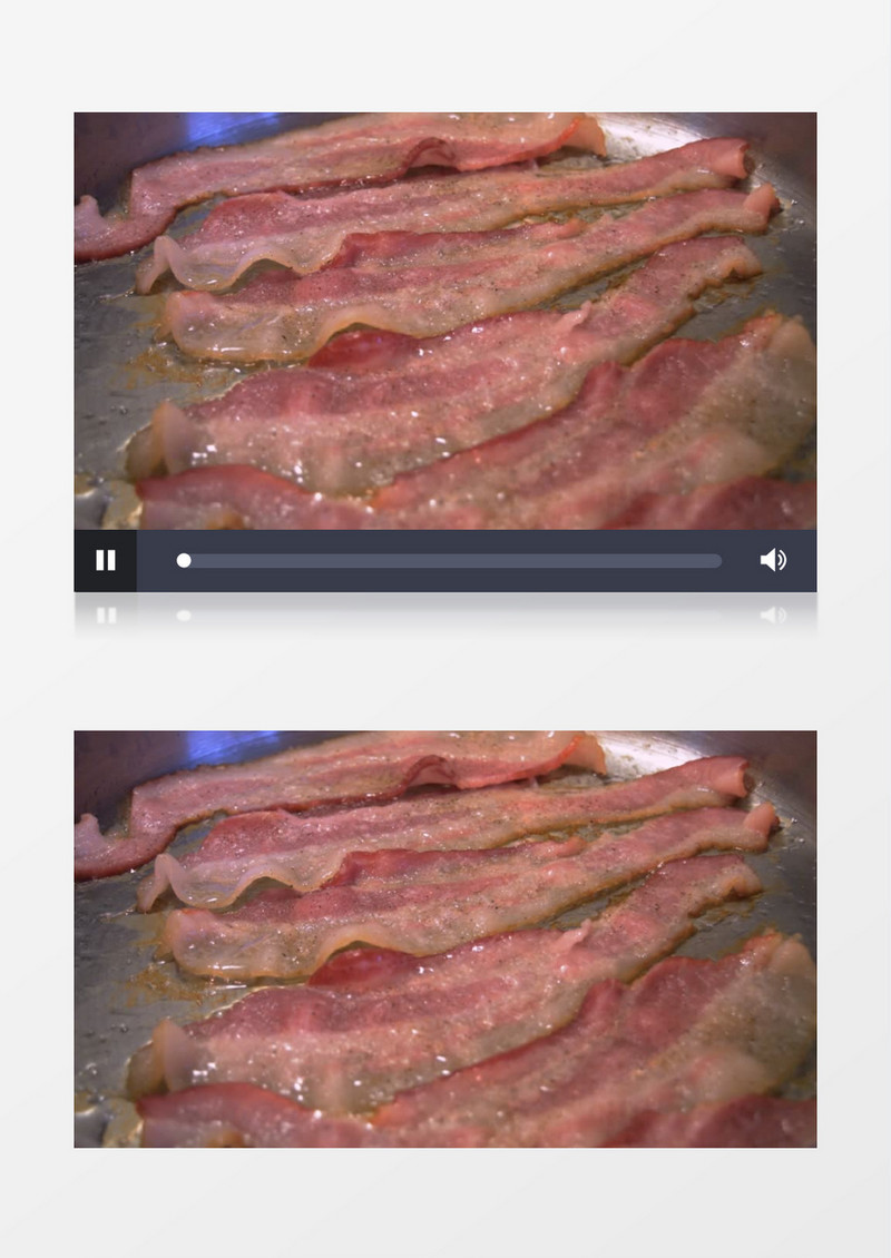 在锅中煎培根肉实拍视频素材