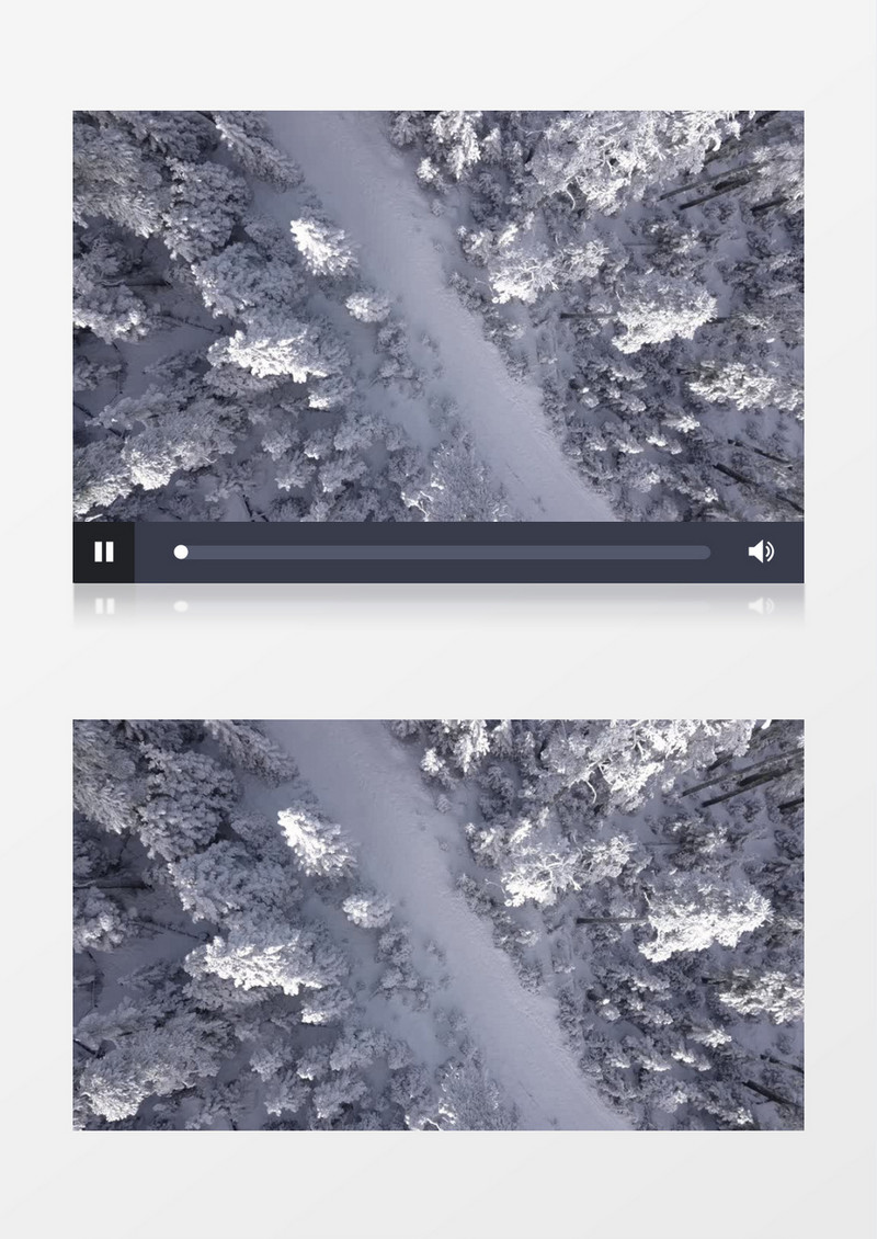 俯拍大雪树林中的小路实拍视频素材