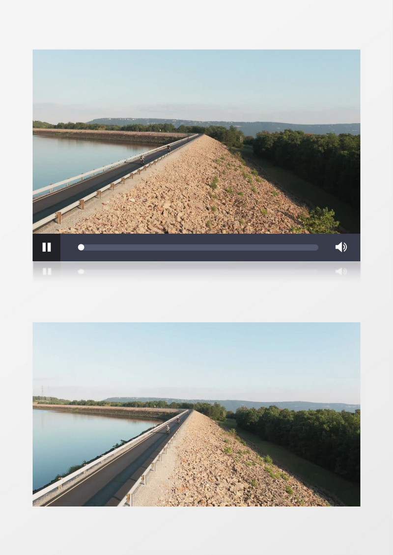 航拍湖边的道路实拍视频素材