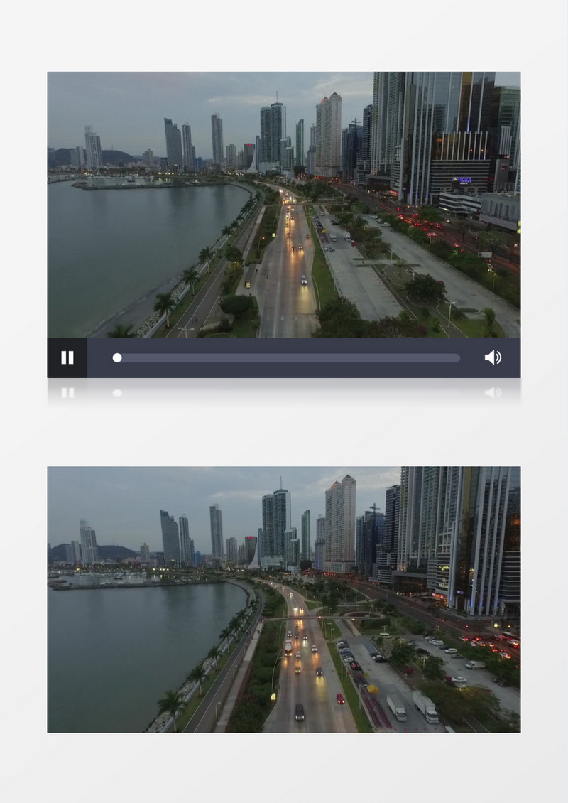 俯拍傍晚街道行驶的车辆实拍视频素材